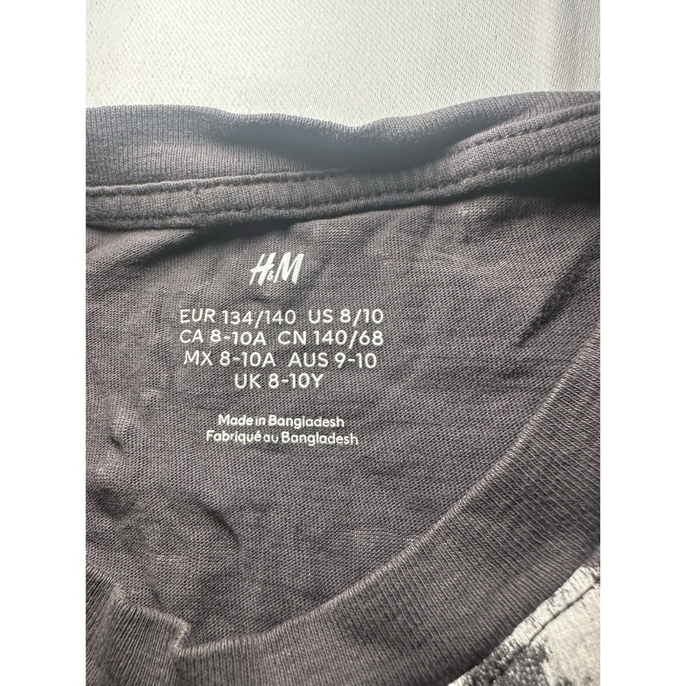 H&M Marble Print T-Shirt Kids 8/10 Black White Grunge Streetwear Graphic Tee - Picture 4 of 7